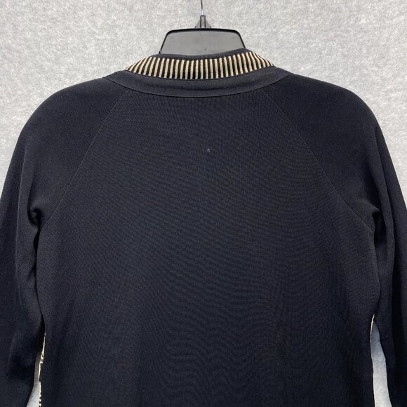 Misook Knit Cardigan Womens Small Black Geometric Long Sleeve Colorblock - Picture 4 of 9